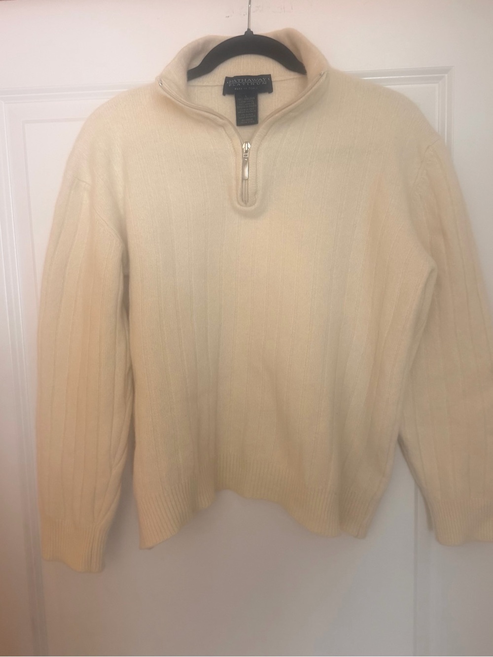 Hathaway Cream Ribbed Half-Zip Sweater